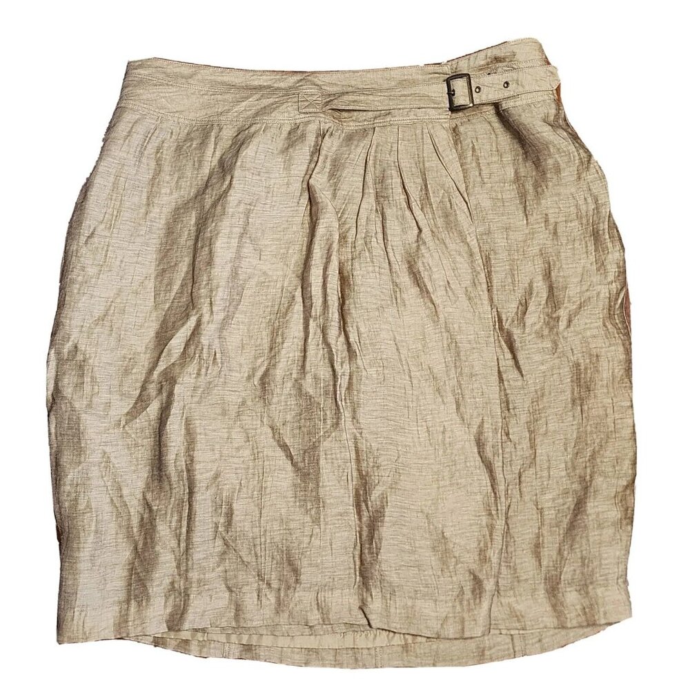 Lane Bryant Skirt Womens Plus Size 18 Wrap Style Belted Gold Linen Blend